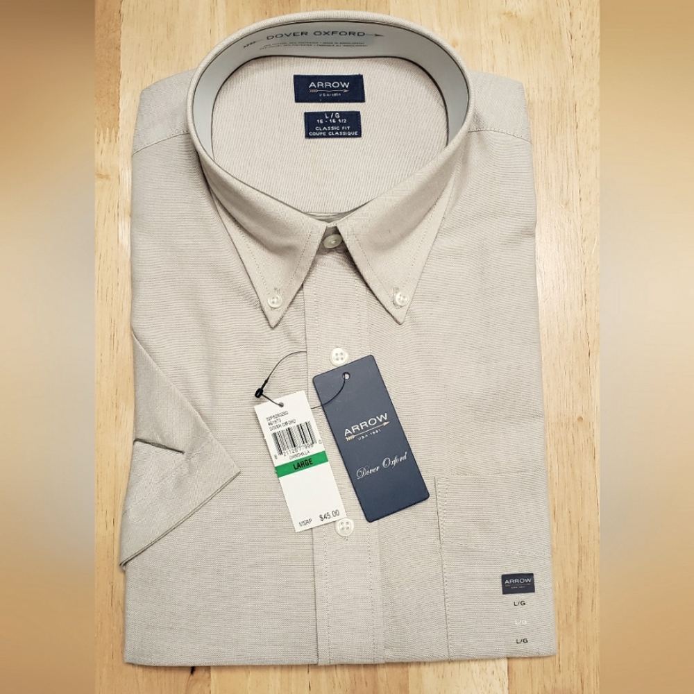 Men's Arrow Dover Oxford Button Down Short Sleeve Shirt